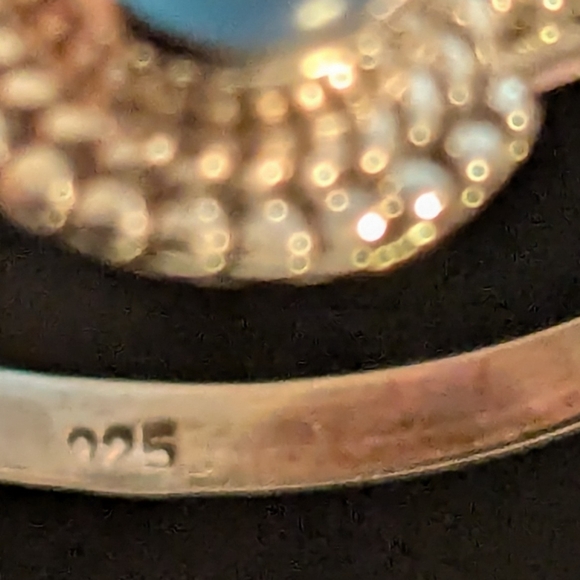 Rare Solid 925 Sterling Silver Genuine Blue Chalcedony Ring Size 10.5 - Picture 6 of 10